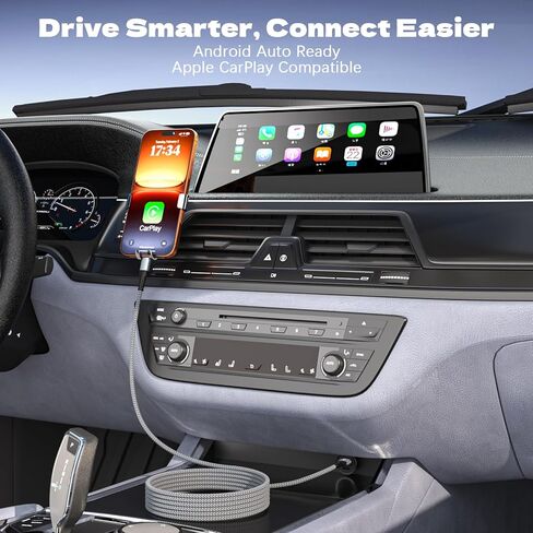 كابل USB A إلى USB C لـ CarPlay [عبوتان بطول 6 أقدام]، كابل شحن 60 وات، سلك شاحن مجدول من النوع C، كابل بيانات USB C لسلسلة Samsung Galaxy S25 S24 S23، Note 20، iPad، iPhone 17/16/15 وأجهزة USB-C in Kuwait