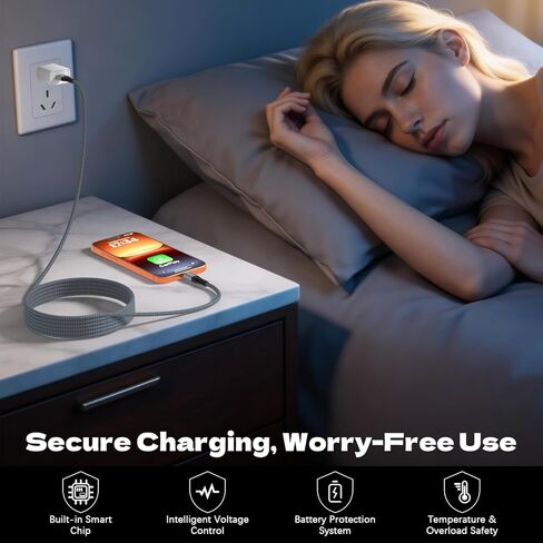 كابل USB A إلى USB C لـ CarPlay [عبوتان بطول 6 أقدام]، كابل شحن 60 وات، سلك شاحن مجدول من النوع C، كابل بيانات USB C لسلسلة Samsung Galaxy S25 S24 S23، Note 20، iPad، iPhone 17/16/15 وأجهزة USB-C in Kuwait