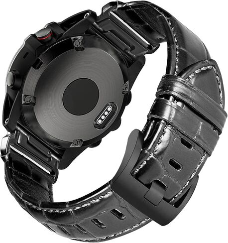 22/26 mm Genuine Crocodile-Pattern Leather QuickFit Band Compatible with Garmin Fenix 5/5 Plus/ 5X/5X Plus/6/6 Pro (47mm)/6X/6X Pro/ 7/7 Pro/7X/7X Proand Instinct 2/2X (50 mm). in Kuwait