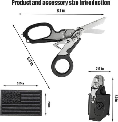 Multifunctional Tactical Trauma Shears - Foldable Medical Emergency Rescue Scissors with Seatbelt Cutter & Window Breaker, Portable Shears for Nurses, Outdoor Adventures & First Responders in Saudi Arabia
