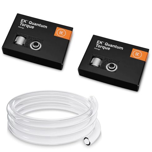 EKWB EK-Quantum Torque STC-10/16 حزمة تركيبات الضغط وحلقة EK-Loop 3 متر وأنبوب ناعم شفاف (10/16 مم)، أسود، 12 حزمة in Kuwait