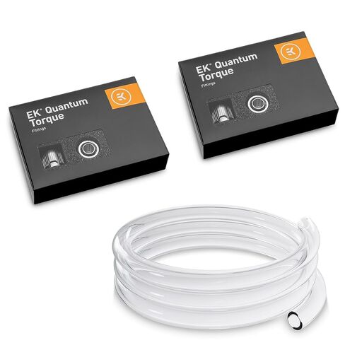 EKWB EK-Quantum Torque STC-10/16 Compression Fittings and EK-Loop 3 Meter Clear Soft Tube (10/16mm) Bundle, Black, 12-Pack in Saudi Arabia