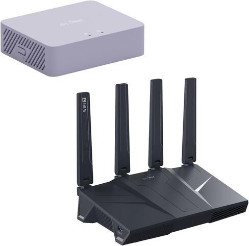 GL.iNet MT5000 (Brume 3) بوابة أمان VPN سلكية عالية السرعة وGL.iNet GL-BE9300 (Flint 3) جهاز توجيه WiFi 7 ثلاثي الموجات in Kuwait