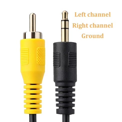 2 قطعة 1/8 بوصة ذكر التوصيل إلى RCA ذكر كابل محول الصوت، 3.5 ملم إلى كابل RCA، صوت ستيريو MalePlug إلى 3RCA ذكر محول مركب محول كابلات الفيديو للسيارة والهواتف ومكبرات الصوت (1.8M / 6Ft) in Kuwait