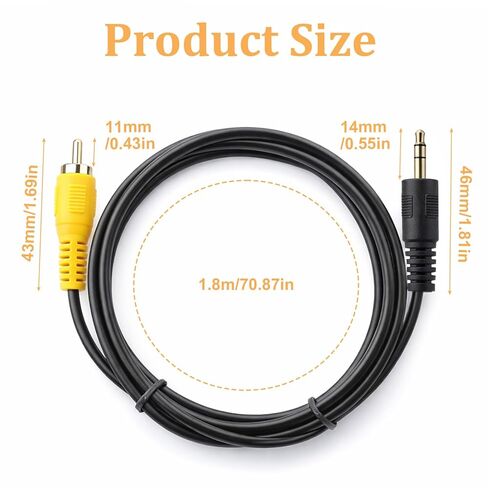 2 قطعة 1/8 بوصة ذكر التوصيل إلى RCA ذكر كابل محول الصوت، 3.5 ملم إلى كابل RCA، صوت ستيريو MalePlug إلى 3RCA ذكر محول مركب محول كابلات الفيديو للسيارة والهواتف ومكبرات الصوت (1.8M / 6Ft) in Kuwait