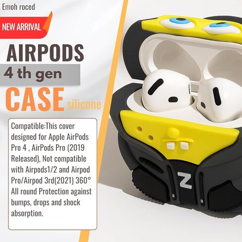 حافظات لطيفة لسماعات AirPods 4 غطاء 2024 مع مجموعة منظف، حافظة ثلاثية الأبعاد لشخصية كرتونية AirPods الجيل الرابع، شخصيات كرتونية مضحكة Kawaii رائعة من السيليكون Airpods 4 ملحقات مع سلسلة مفاتيح للنساء والفتيات والأولاد in Kuwait