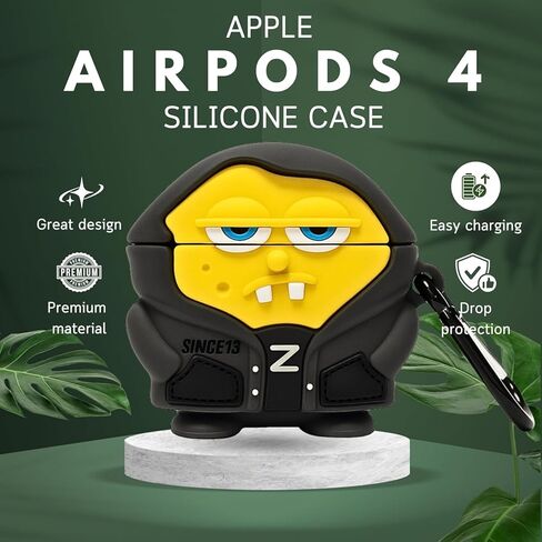 حافظات لطيفة لسماعات AirPods 4 غطاء 2024 مع مجموعة منظف، حافظة ثلاثية الأبعاد لشخصية كرتونية AirPods الجيل الرابع، شخصيات كرتونية مضحكة Kawaii رائعة من السيليكون Airpods 4 ملحقات مع سلسلة مفاتيح للنساء والفتيات والأولاد in Kuwait
