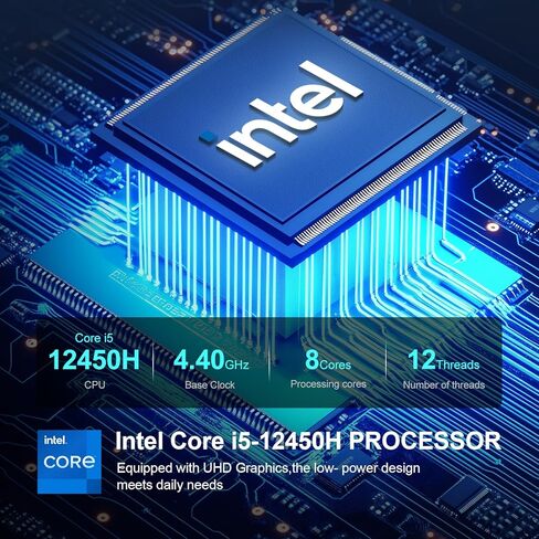 جهاز كمبيوتر صغير Intel i5 12450H(8C/12T، حتى 4.4 جيجا هرتز)، 16 جيجا DDR4 512 جيجا SSD، شاشة رباعية 4k، WiFi6/BT5.2/Dual Gigabit LAN، RTL8111H x2، USB 3.2+USB 2.0 x2، كمبيوتر مكتبي صغير in Kuwait