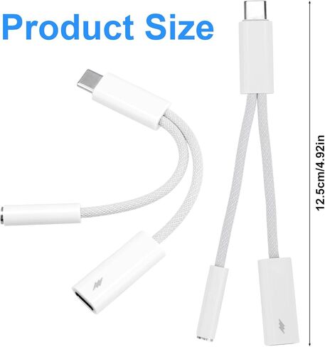 2pcs Usbc to Headphone Jack Adapters, 2-in-1 USB C to 3.5mm Audio Aux Dongle Adapter with PD Fast Charging Braided Designed Headphone Jack Converter for Phone & Pad in Kuwait