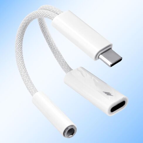 2pcs Usbc to Headphone Jack Adapters, 2-in-1 USB C to 3.5mm Audio Aux Dongle Adapter with PD Fast Charging Braided Designed Headphone Jack Converter for Phone & Pad in Kuwait