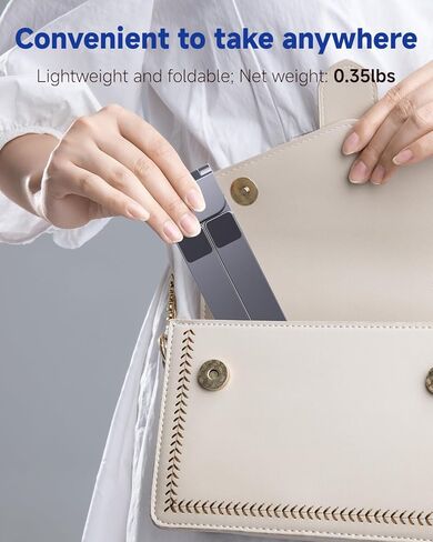 Laptop Stand for Desk & Travel, Portable Aluminum Alloy 3-in-1 Riser Holder for Laptop/Tablet/Phone, 6-Level X-Frame Foldable Stand Compatible with MacBook Air Pro/HP/Dell/iPad/iPhone - Gray in Kuwait