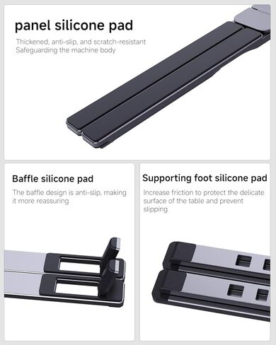 Laptop Stand for Desk & Travel, Portable Aluminum Alloy 3-in-1 Riser Holder for Laptop/Tablet/Phone, 6-Level X-Frame Foldable Stand Compatible with MacBook Air Pro/HP/Dell/iPad/iPhone - Gray in Kuwait
