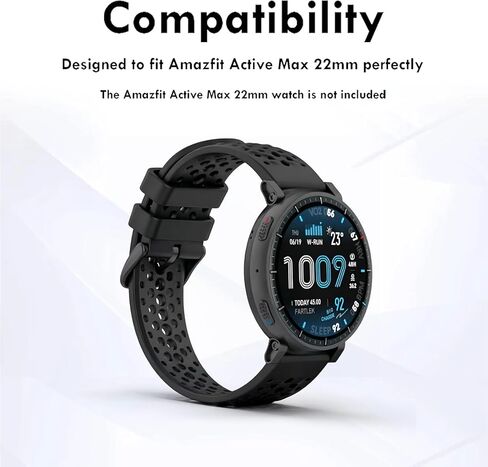 [4 Pack] Silicone Breathable Bands for Amazfit Active Max 22mm, Soft Waterproof Replacement Wrist Sport Strap in Kuwait