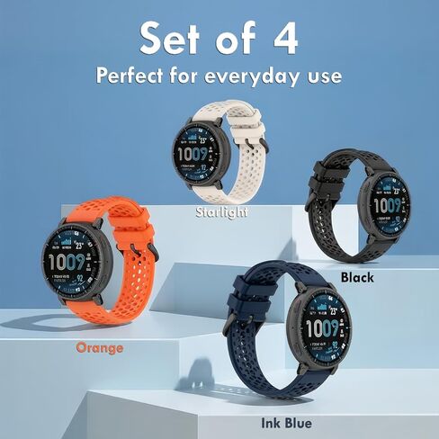 [4 Pack] Silicone Breathable Bands for Amazfit Active Max 22mm, Soft Waterproof Replacement Wrist Sport Strap in Kuwait