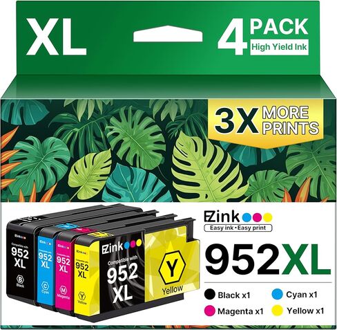 E-Z Ink Compatible Ink Cartridges Replacement for HP 952XL 952 XL 4 Combo Pack (Black/Cyan/Magenta/Yellow) to use with HP OfficeJet Pro 8710 7740 8720 8715 8210 8703 OfficeJet 8702 Printers in Kuwait