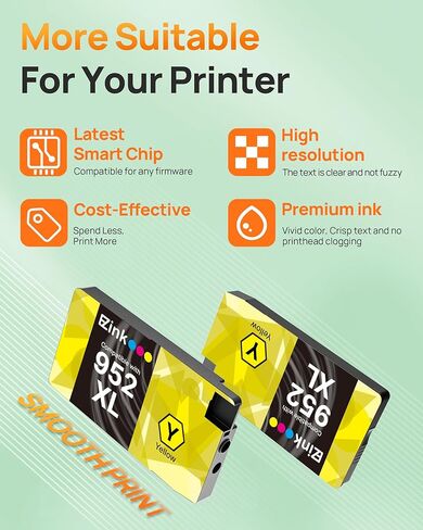 E-Z Ink Compatible Ink Cartridges Replacement for HP 952XL 952 XL 4 Combo Pack (Black/Cyan/Magenta/Yellow) to use with HP OfficeJet Pro 8710 7740 8720 8715 8210 8703 OfficeJet 8702 Printers in Kuwait