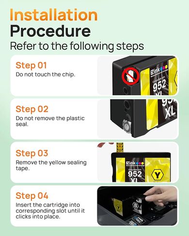 E-Z Ink Compatible Ink Cartridges Replacement for HP 952XL 952 XL 4 Combo Pack (Black/Cyan/Magenta/Yellow) to use with HP OfficeJet Pro 8710 7740 8720 8715 8210 8703 OfficeJet 8702 Printers in Kuwait