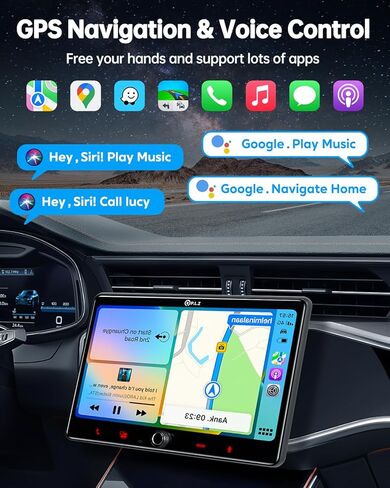PLZ 10.1" Single Din Car Stereo Wireless Apple Carplay Android Auto Radio, Car Play Touch Screen, Bluetooth 5.3 Car Audio Receiver, 4.2 Channel 240W, Subwoofers, Navigation, FM/AM, SWC, Backup Camera in Kuwait