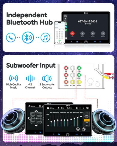 PLZ 10.1" Single Din Car Stereo Wireless Apple Carplay Android Auto Radio, Car Play Touch Screen, Bluetooth 5.3 Car Audio Receiver, 4.2 Channel 240W, Subwoofers, Navigation, FM/AM, SWC, Backup Camera in Kuwait