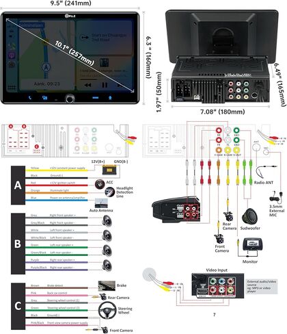 PLZ 10.1" Single Din Car Stereo Wireless Apple Carplay Android Auto Radio, Car Play Touch Screen, Bluetooth 5.3 Car Audio Receiver, 4.2 Channel 240W, Subwoofers, Navigation, FM/AM, SWC, Backup Camera in Kuwait