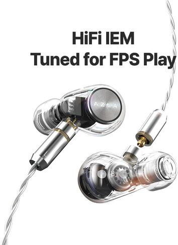 AZLA ARES Clear - سماعات أذن للألعاب مع ميكروفون لـ FPS، IEMs للألعاب - محركات مزدوجة 1DD+1BA، MMCX قابلة للفصل، كابل Kevlar - سماعات رأس مع ميكروفون متوافقة مع PS5، وXbox، وNintendo Switch، والكمبيوتر الشخصي، والهاتف in Kuwait