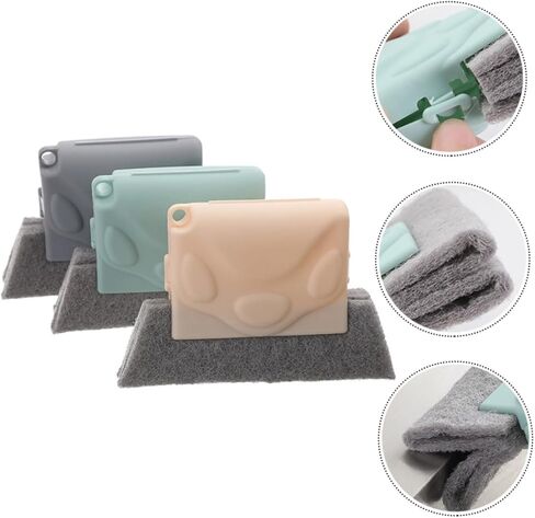 PartyKindom 3pcs Window Track Cleaning Brush Set Household Groove and Crevice Cleaning Tool Sturdy Gap Brush Random Color in Kuwait