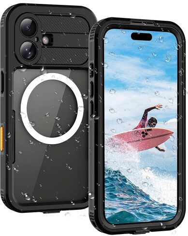 حافظة ShellBox مقاومة للماء والغبار لهاتف iPhone 17، غطاء هاتف مقاوم للصدمات بدرجة 360 درجة عسكرية، تناسب الملحقات اللاسلكية المغناطيسية، واقي شاشة مدمج بزر الكاميرا، أسود in Kuwait