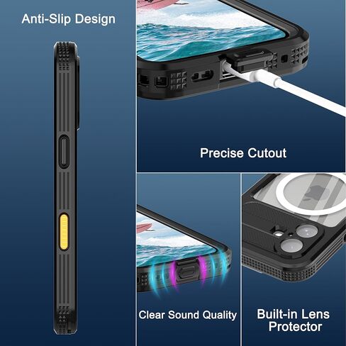 حافظة ShellBox مقاومة للماء والغبار لهاتف iPhone 17، غطاء هاتف مقاوم للصدمات بدرجة 360 درجة عسكرية، تناسب الملحقات اللاسلكية المغناطيسية، واقي شاشة مدمج بزر الكاميرا، أسود in Kuwait