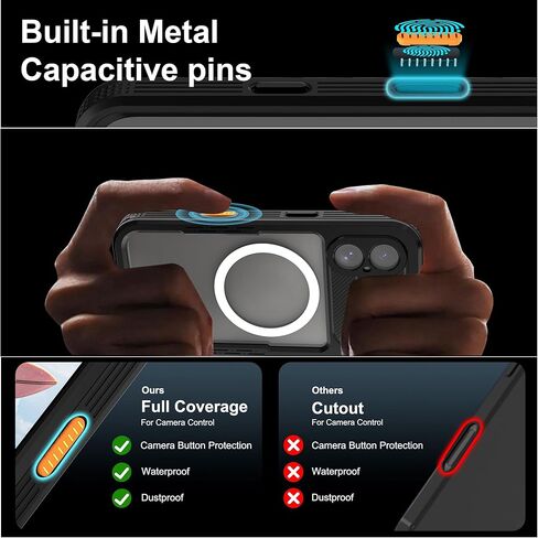 حافظة ShellBox مقاومة للماء والغبار لهاتف iPhone 17، غطاء هاتف مقاوم للصدمات بدرجة 360 درجة عسكرية، تناسب الملحقات اللاسلكية المغناطيسية، واقي شاشة مدمج بزر الكاميرا، أسود in Kuwait
