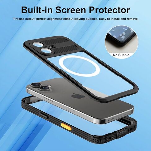 حافظة ShellBox مقاومة للماء والغبار لهاتف iPhone 17، غطاء هاتف مقاوم للصدمات بدرجة 360 درجة عسكرية، تناسب الملحقات اللاسلكية المغناطيسية، واقي شاشة مدمج بزر الكاميرا، أسود in Kuwait