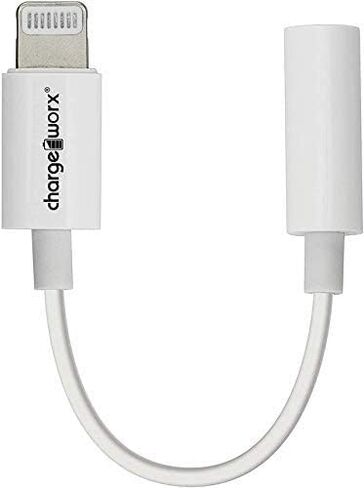 محول سماعة الرأس CHARGEWORX معتمد من MFi Lightning إلى موصل صوت 3.5 مم متوافق مع iPhone 14 13 12 11 Pro XR XS Max X 8 7 (أبيض) in Kuwait