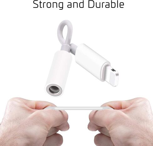 محول سماعة الرأس CHARGEWORX معتمد من MFi Lightning إلى موصل صوت 3.5 مم متوافق مع iPhone 14 13 12 11 Pro XR XS Max X 8 7 (أبيض) in Kuwait