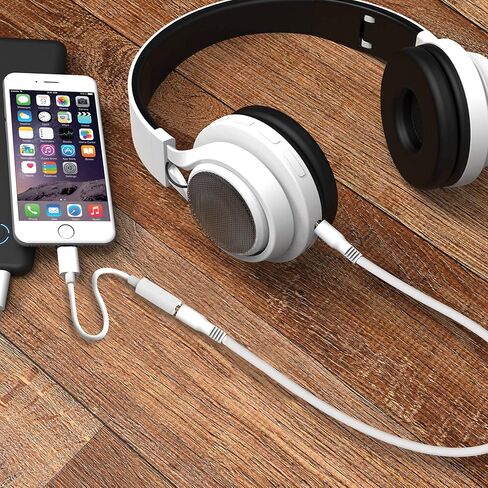 محول سماعة الرأس CHARGEWORX معتمد من MFi Lightning إلى موصل صوت 3.5 مم متوافق مع iPhone 14 13 12 11 Pro XR XS Max X 8 7 (أبيض) in Kuwait