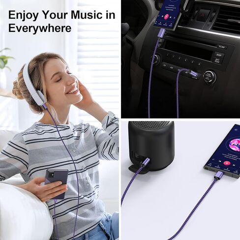 Aux Cord USB C to 3.5mm Audio Jack Cable for Samsung Galaxy A37 A57 S26 Ultra A36 A17 S25FE A16 S24 A54 A56 S23,iPhone 17e 17 Pro Max Air 16e 16Plus,Pixel 10a 9,3FT Headphone Car Stereo Dongle Adapter in Kuwait