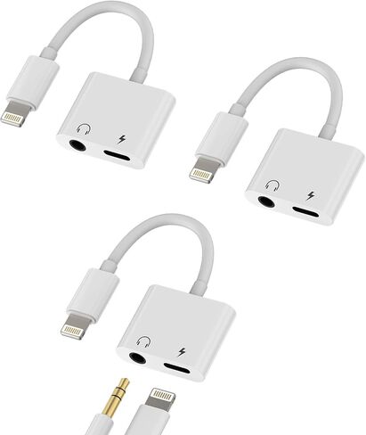 محول Lightning إلى 3.5 مم (3 حزم) Iphone AUX لكابل مقبس سماعة الرأس Dongle Apple MFI المعتمد سلك شاحن صوت موسيقى سماعة أذن محول الطاقة Para لـ 14 13 12 11 Pro Max Mini X 7 8 Plus in Kuwait