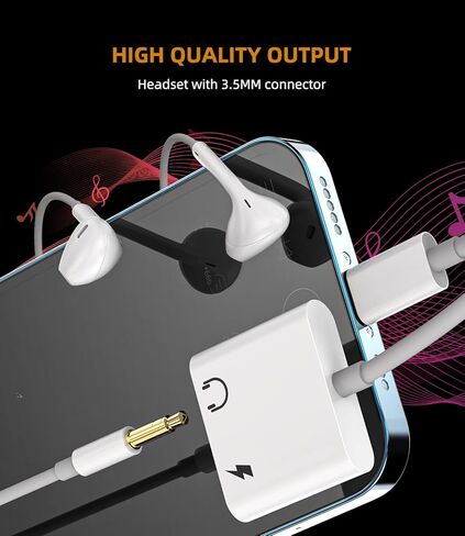 محول Lightning إلى 3.5 مم (3 حزم) Iphone AUX لكابل مقبس سماعة الرأس Dongle Apple MFI المعتمد سلك شاحن صوت موسيقى سماعة أذن محول الطاقة Para لـ 14 13 12 11 Pro Max Mini X 7 8 Plus in Kuwait