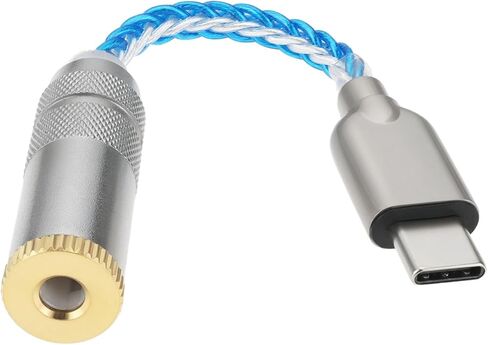 The Lord of the Tools 1pc USB Type C to 4.4mm Balanced DAC Audio Adapter Cable USB Type C to 4.4mm Adapter Cable 32bit 384kHz 5N Single Crystal Silver Aux Cable for Phone Latop and Type C Devices in Kuwait