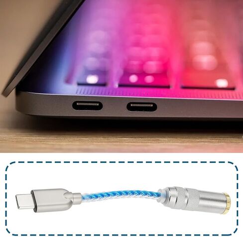 The Lord of the Tools 1pc USB Type C to 4.4mm Balanced DAC Audio Adapter Cable USB Type C to 4.4mm Adapter Cable 32bit 384kHz 5N Single Crystal Silver Aux Cable for Phone Latop and Type C Devices in Kuwait