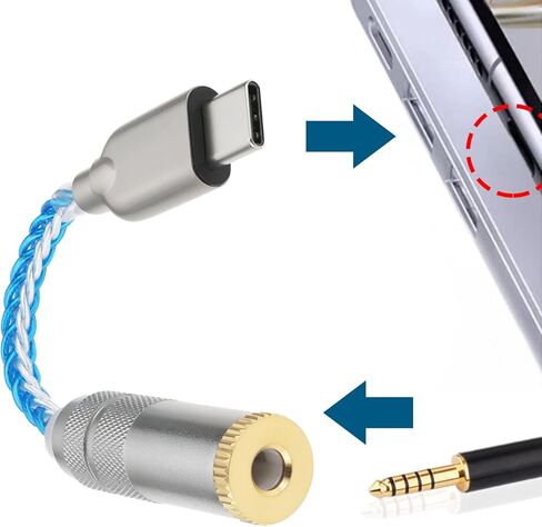 The Lord of the Tools 1pc USB Type C to 4.4mm Balanced DAC Audio Adapter Cable USB Type C to 4.4mm Adapter Cable 32bit 384kHz 5N Single Crystal Silver Aux Cable for Phone Latop and Type C Devices in Kuwait