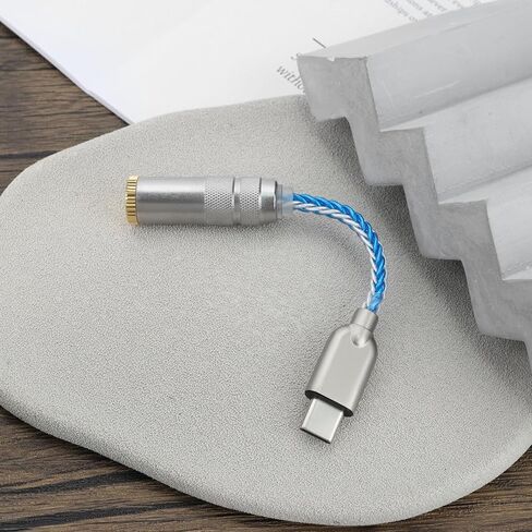 The Lord of the Tools 1pc USB Type C to 4.4mm Balanced DAC Audio Adapter Cable USB Type C to 4.4mm Adapter Cable 32bit 384kHz 5N Single Crystal Silver Aux Cable for Phone Latop and Type C Devices in Kuwait