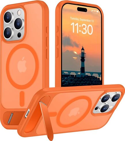 Magnetic Compatible with iPhone 15 Pro Max Case, [Built-in Invisible Kickstand][Compatible with MagSafe][Military Grade Shockproof] Slim Translucent Matte Phone Case for iPhone 15 Pro Max 6.7" in Kuwait