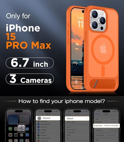 Magnetic Compatible with iPhone 15 Pro Max Case, [Built-in Invisible Kickstand][Compatible with MagSafe][Military Grade Shockproof] Slim Translucent Matte Phone Case for iPhone 15 Pro Max 6.7" in Kuwait