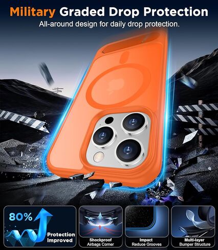 Magnetic Compatible with iPhone 15 Pro Max Case, [Built-in Invisible Kickstand][Compatible with MagSafe][Military Grade Shockproof] Slim Translucent Matte Phone Case for iPhone 15 Pro Max 6.7" in Kuwait