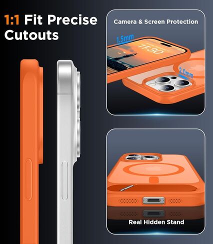 Magnetic Compatible with iPhone 15 Pro Max Case, [Built-in Invisible Kickstand][Compatible with MagSafe][Military Grade Shockproof] Slim Translucent Matte Phone Case for iPhone 15 Pro Max 6.7" in Kuwait