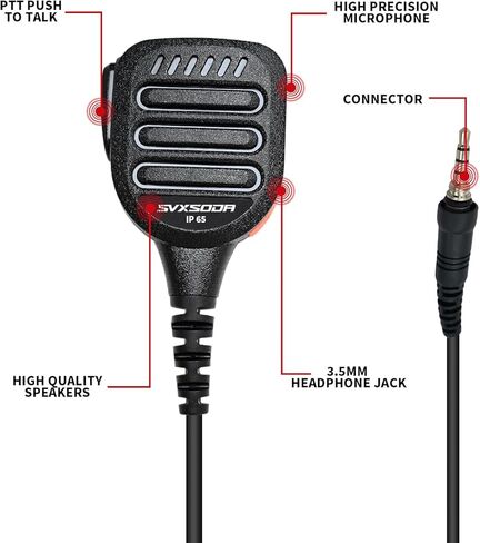 Heavy-Duty Shoulder Speaker Mic Compatible with Motorola EVX-S24, Yaesu VX-6R, FT-270R, Standard Horizon HX Series, Rugged PTT Design (Black) in Kuwait