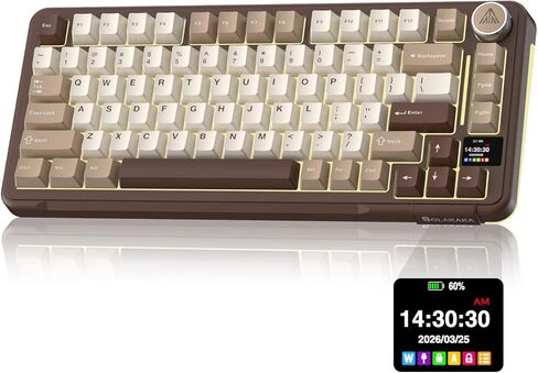 SOLAKAKA A75 PRO Black Gaming Keyboard 75% Wireless Mechanical with Screen and Knob, RGB Backlit Hot Swappable Gasket Pre-lubed PBT Keycaps for PC/Mac/Win in Kuwait