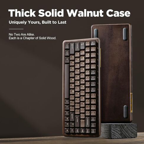 YUNZII WOOD84 لوحة مفاتيح ميكانيكية لاسلكية، لوحة مفاتيح ألعاب خشبية بتصميم 75%، BT/2.4G/USB-C، لوحة مفاتيح قابلة للتبديل السريع مع صينية بإضاءة خلفية RGB مع أغطية مفاتيح PBT Dye-Sub لجهاز Mac&Win (خشب، مفتاح كاندي) in Kuwait