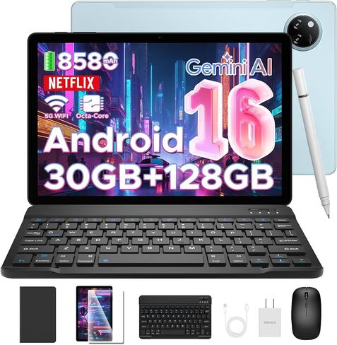 تابلت Tab A9 Pro+ Android 16 مع لوحة مفاتيح 2026 جديد، تابلت 11 بوصة وGemini AI، 30 جيجابايت + 128 جيجابايت/2 تيرابايت، 8580 مللي أمبير، 90 هرتز، 13 ميجابكسل + 5 ميجابكسل/Widevine L1/Face ID/WiFi5 تابلت ألعاب ثماني النواة مع قلم وماوس وحقيبة in Kuwait