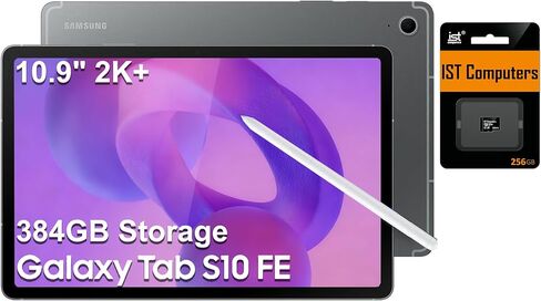 Samsung Galaxy Tab S10 FE Android Tablet (10.9" 2K+ Touchscreen, 8-Core, 8GB RAM, 384GB Storage (128GB+256GB SD Card)), S Pen, Long Battery Life, Dual Cameras, Lightweight, SM-X520, NA Version, Gray in Kuwait