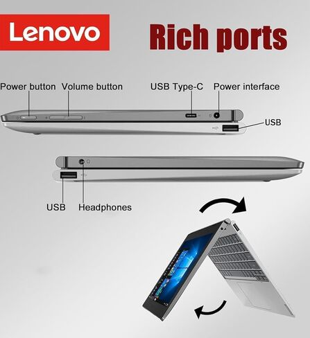 Lenovo IdeaPad D330 10.1" IPS 2-in-1 Detachable Laptop Tablet, Intel Celeron N4000, 4GB RAM, 64GB SSD, Windows 11 Pro, Type-C, Japanese Keyboard (Renewed) in Kuwait